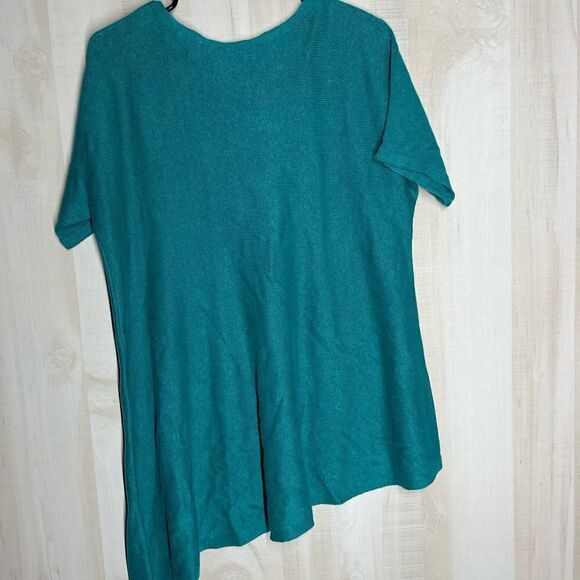 Eileen Fisher linen turquoise short sleeve‎ tunic top, size small - Picture 11 of 16